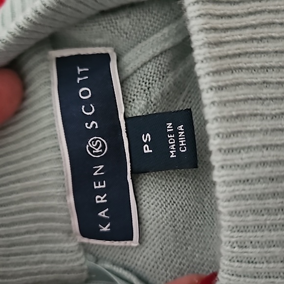 NWT Karen Scott Mock Neck Acrylic Sweater; Zip Neck Back Closure in Aquifer; P/S - Picture 5 of 8